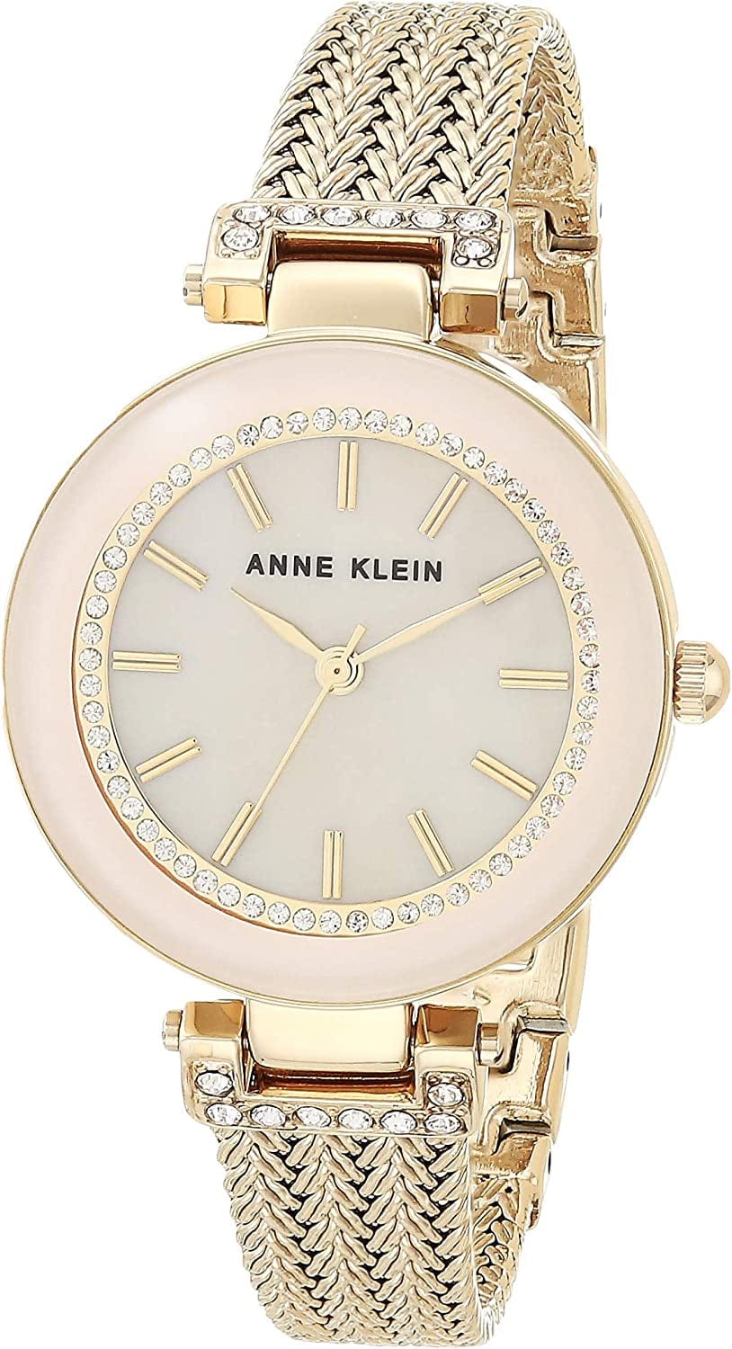 Anne Klein Women'S Premium Crystal Accented Mesh Bracelet Watch Pink/Gold
