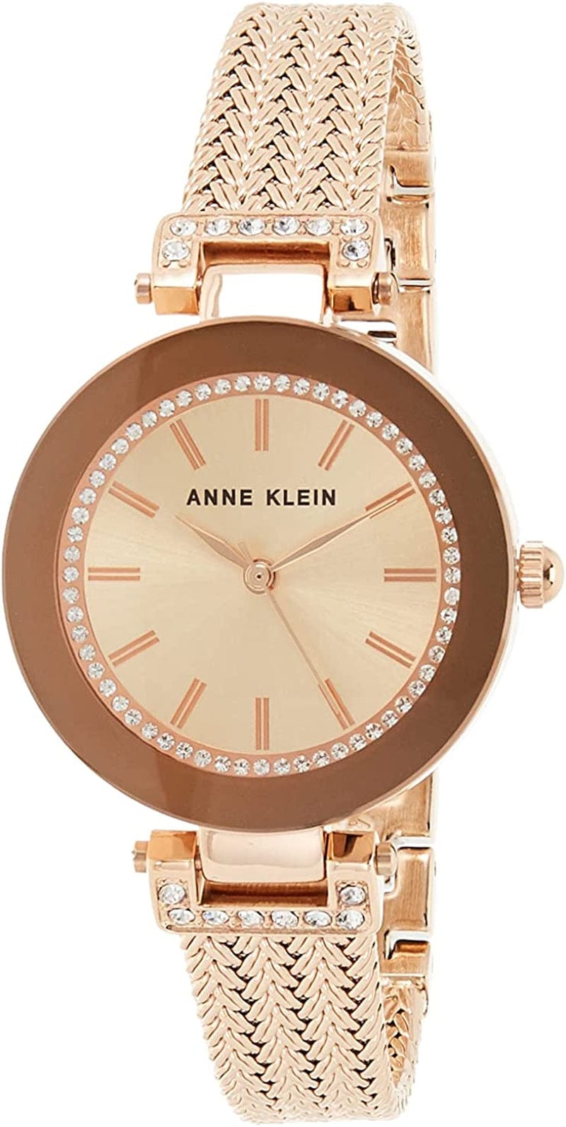 Anne Klein Women'S Premium Crystal Accented Mesh Bracelet Watch Rose Gold