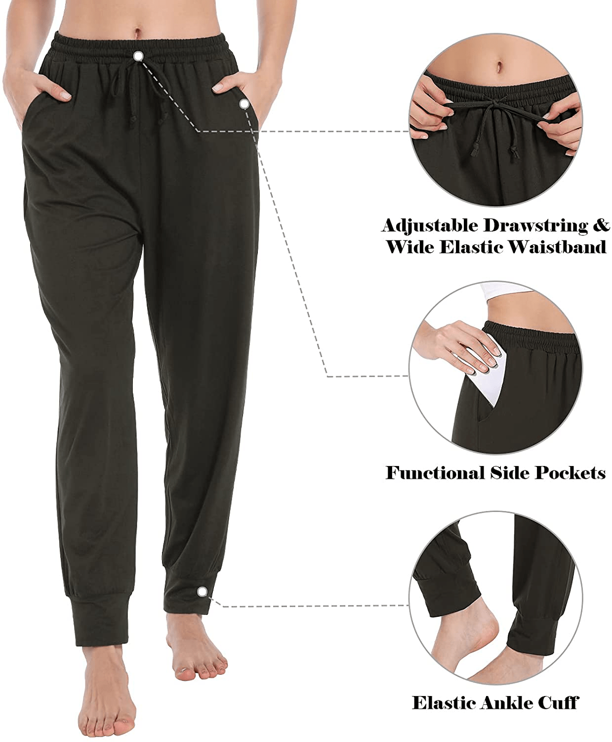 Annenmy Womens Yoga Sweatpants for Women High Waist Workout Joggers Pants Casual Drawstring Comfy Lounge Pants with Pockets Apparel & Accessories > Clothing > Activewear Kylie Max