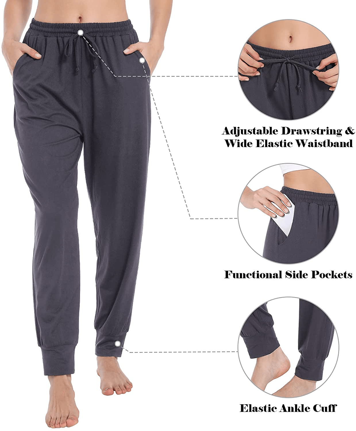 Annenmy Womens Yoga Sweatpants for Women High Waist Workout Joggers Pants Casual Drawstring Comfy Lounge Pants with Pockets Apparel & Accessories > Clothing > Activewear Kylie Max