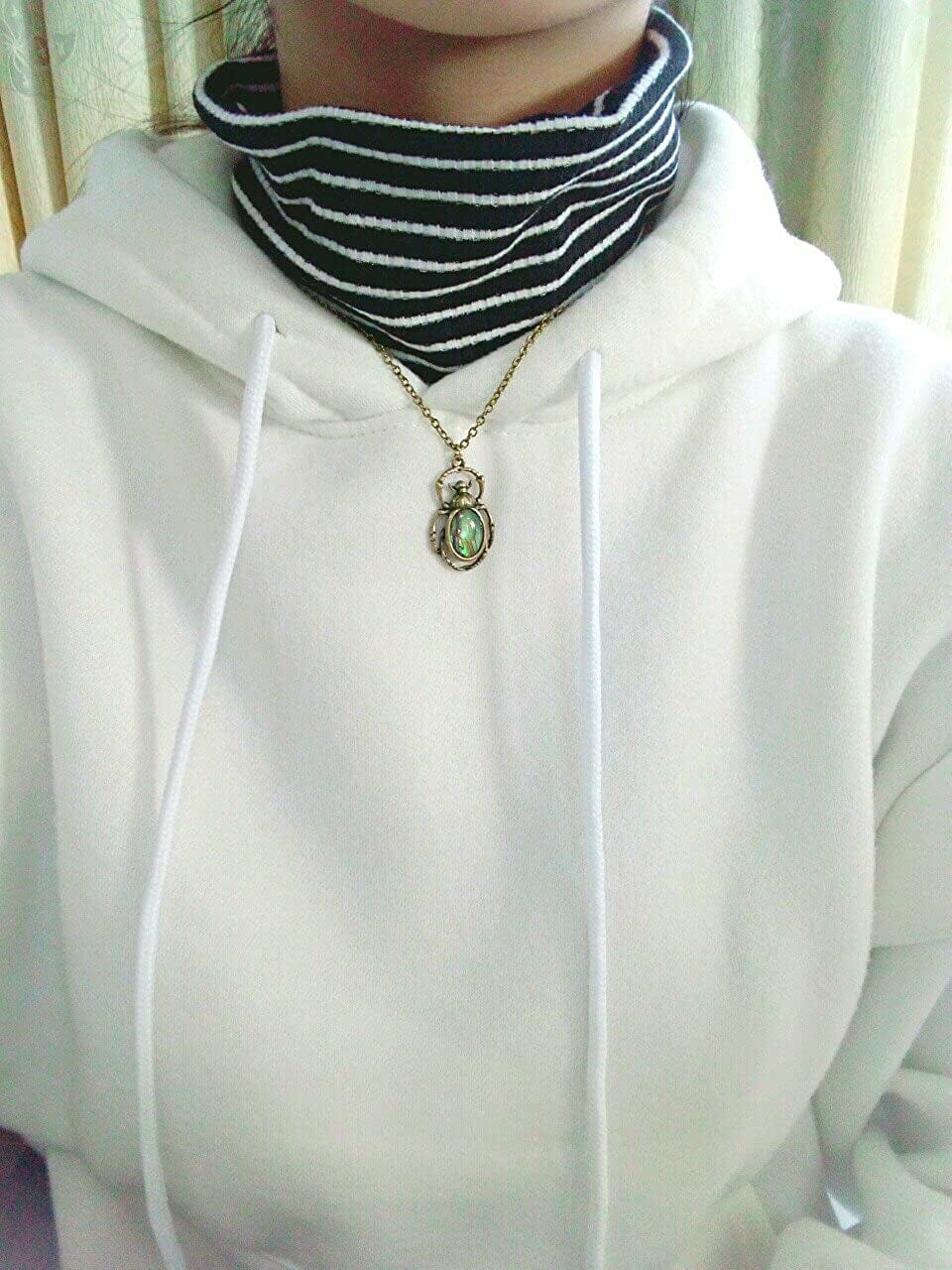 Antique Bronze Abalone Shell Bug Wildlife Necklace Scarab Earring Woodland Animal Jewelry Set
