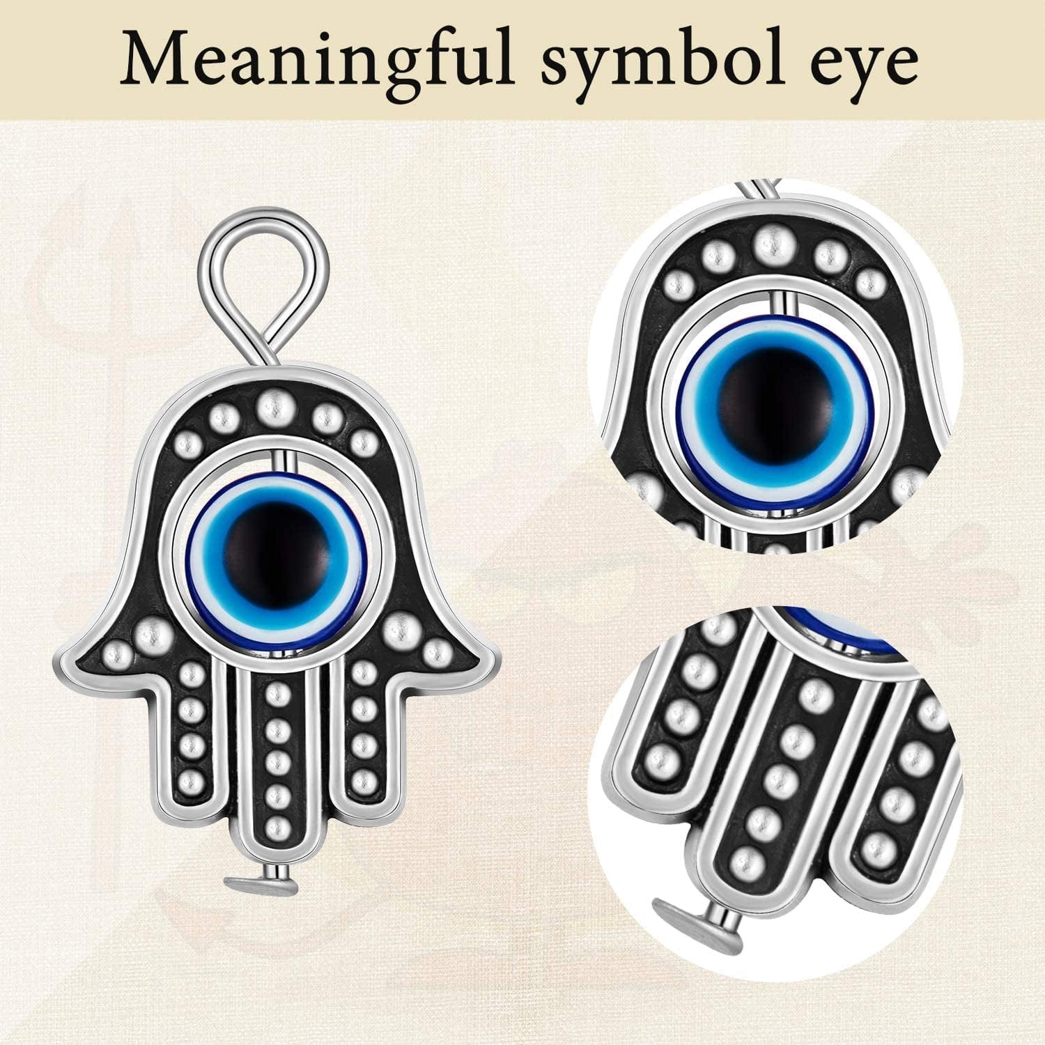 Antique Silver Hamsa Evil Eye Charms of Fatima Symbol Hand Beads Charms Pendant for Jewelry Making Findings DIY Necklace Bracelet Earring (80) 80