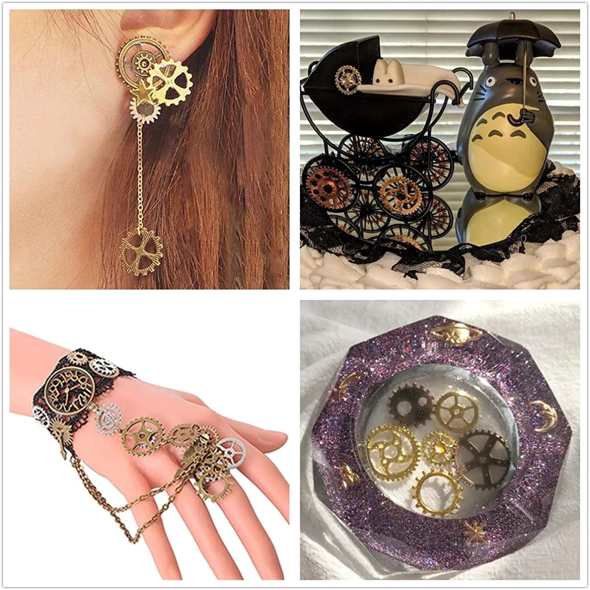 Antique Steampunk Gear 215 Gram Mix Steampunk Wheel Alloy Gear Pendants Charms and Skeleton Keys for Crafting,Jewelry Making