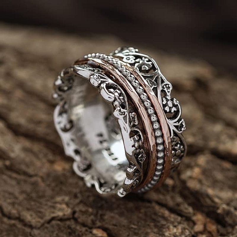 Anxiety Ring for Women, 925 Sterling Silver Spinner Ring for Woman by Paz Creations, Fidget Rings Hand Crafted, Vintage Rings for Women with 2 Years Warranty, Made in Israel
