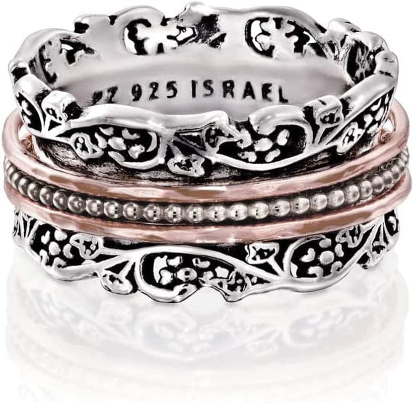 Anxiety Ring for Women, 925 Sterling Silver Spinner Ring for Woman by Paz Creations, Fidget Rings Hand Crafted, Vintage Rings for Women with 2 Years Warranty, Made in Israel Rose Gold - limited edition / 8