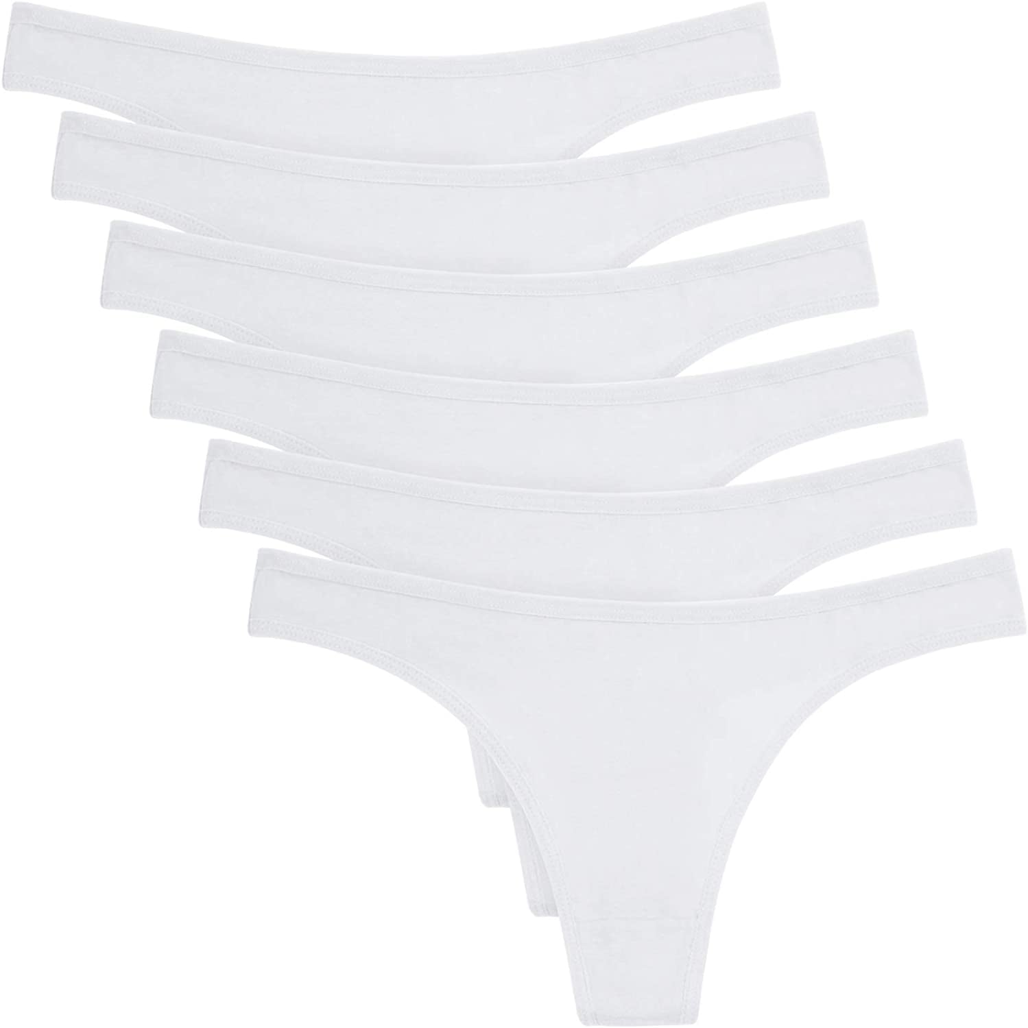ANZERMIX Women'S Breathable Cotton Thong Panties Pack of 6 6-pack White / Large
