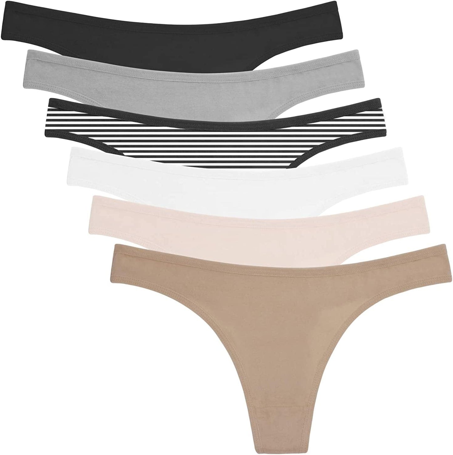 ANZERMIX Women'S Breathable Cotton Thong Panties Pack of 6 6-pack Fashion Assorted / X-Large