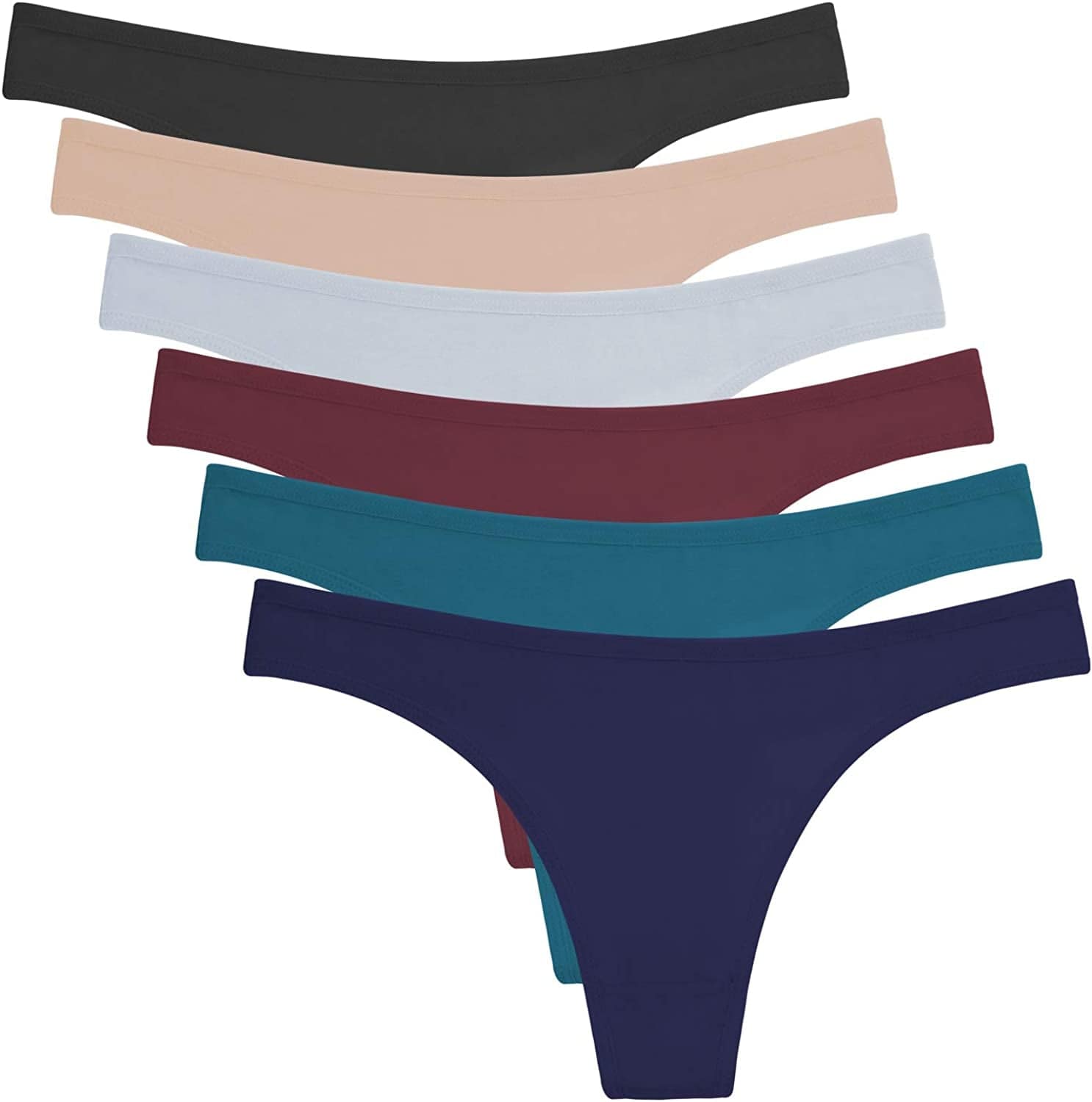 ANZERMIX Women'S Breathable Cotton Thong Panties Pack of 6 6-pack Dark Vintage / Large