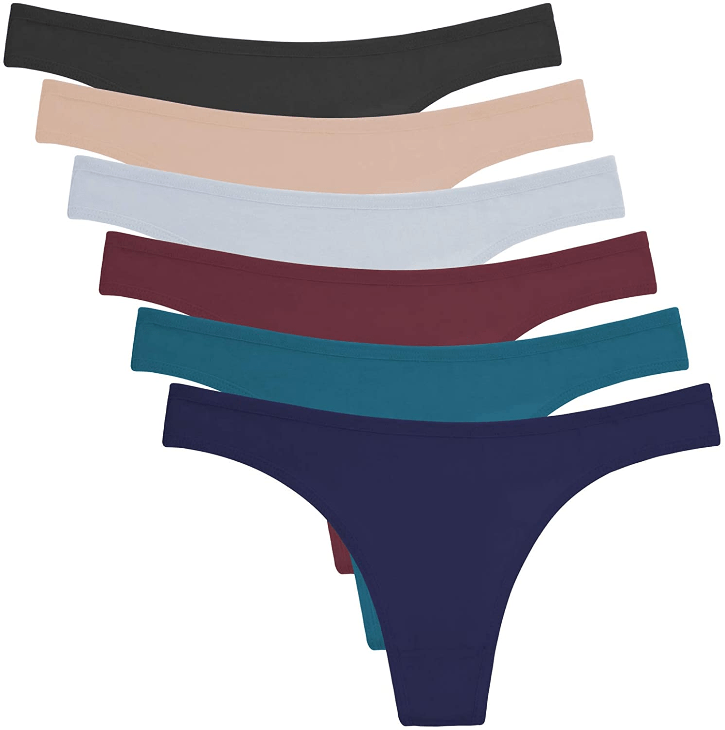 ANZERMIX Women'S Breathable Cotton Thong Panties Pack of 6 Apparel & Accessories > Clothing > Underwear & Socks > Underwear ANZERMIX 6-pack Dark Vintage Large