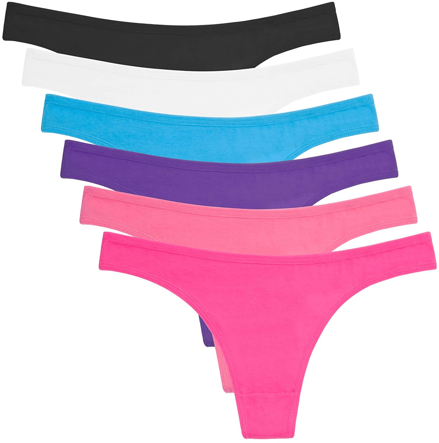 ANZERMIX Women'S Breathable Cotton Thong Panties Pack of 6 Apparel & Accessories > Clothing > Underwear & Socks > Underwear ANZERMIX Basics Medium