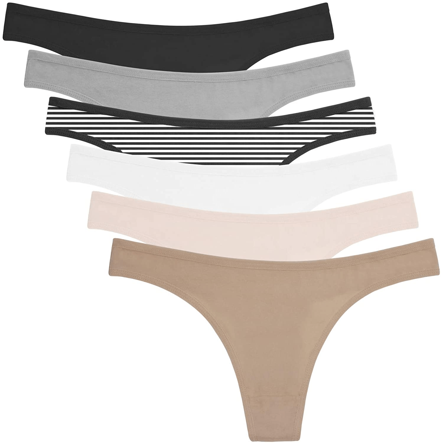 ANZERMIX Women'S Breathable Cotton Thong Panties Pack of 6 Apparel & Accessories > Clothing > Underwear & Socks > Underwear ANZERMIX 6-pack Fashion Assorted Small