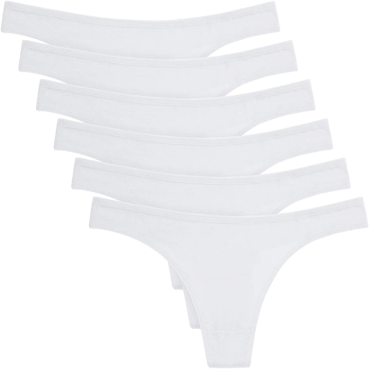 ANZERMIX Women'S Breathable Cotton Thong Panties Pack of 6 Apparel & Accessories > Clothing > Underwear & Socks > Underwear ANZERMIX 6-pack White Small