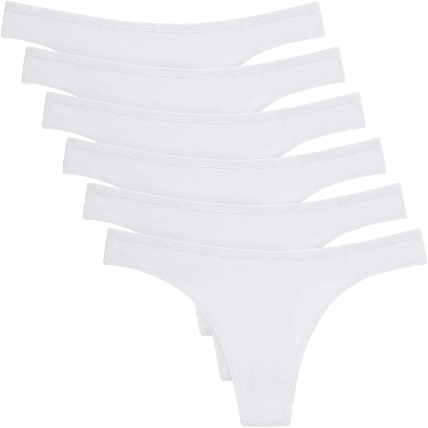 ANZERMIX Women'S Breathable Cotton Thong Panties Pack of 6 Apparel & Accessories > Clothing > Underwear & Socks > Underwear ANZERMIX 6-pack White Large