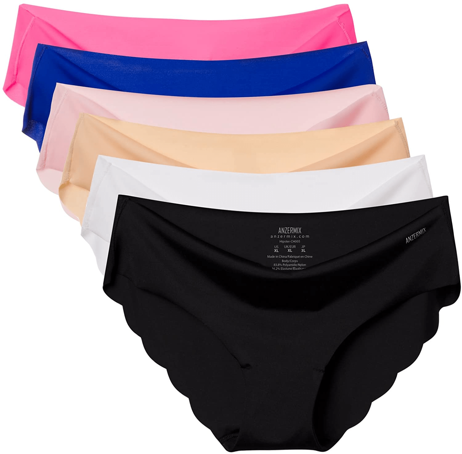 Anzermix Womens Seamless Laser Cut Brief Panties Pack of 6 Apparel & Accessories > Clothing > Underwear & Socks > Underwear ANZERMIX Bikini Small