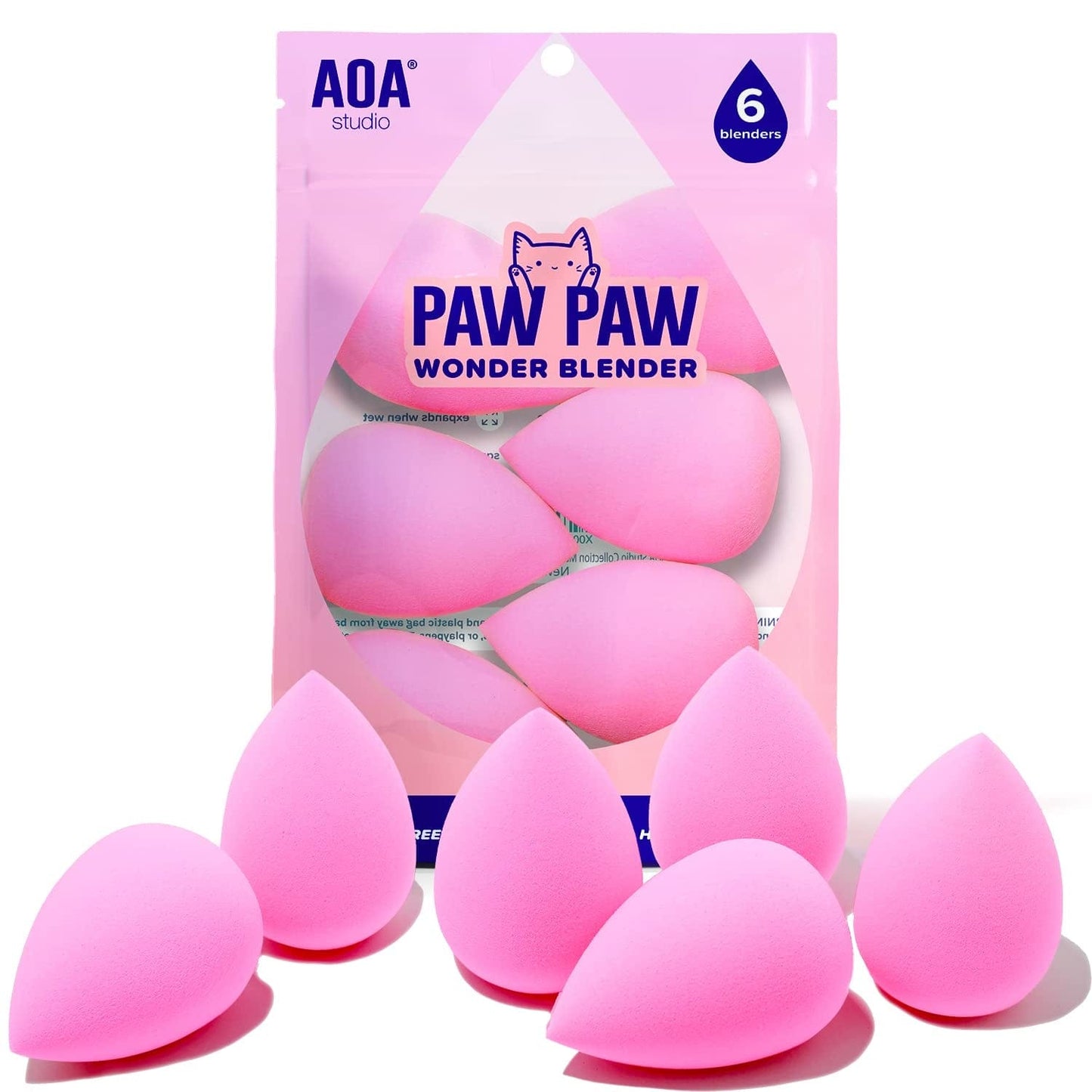 AOA Studio Collection Makeup Sponge Set Makeup Blender Latex Free and High-Definition Set of 6 Makeup Blender for Powder Cream and Liquid, Super Soft Wonder Blender Beauty Cosmetic Health & Beauty > Personal Care > Cosmetics > Cosmetic Tools > Makeup Tools AOA STUDIO