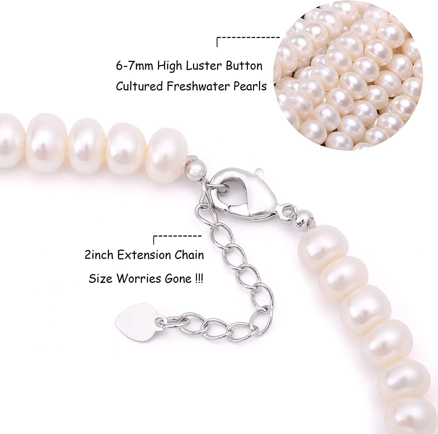Aobei Cultured Freshwater Pearls Anklet 9 to 10 Inch White Pearl Beaded Jewelry with Lobster Clasp for Women Apparel & Accessories > Jewelry > Anklets Aobei Pearl