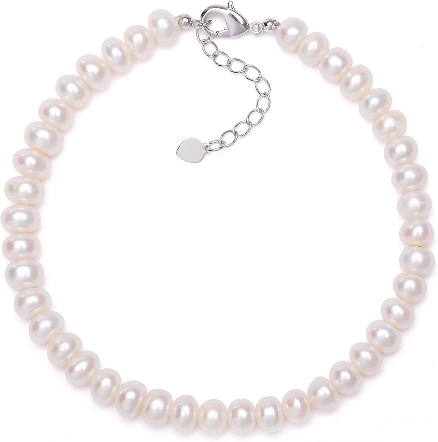 Aobei Cultured Freshwater Pearls Anklet 9 to 10 Inch White Pearl Beaded Jewelry with Lobster Clasp for Women Apparel & Accessories > Jewelry > Anklets Aobei Pearl