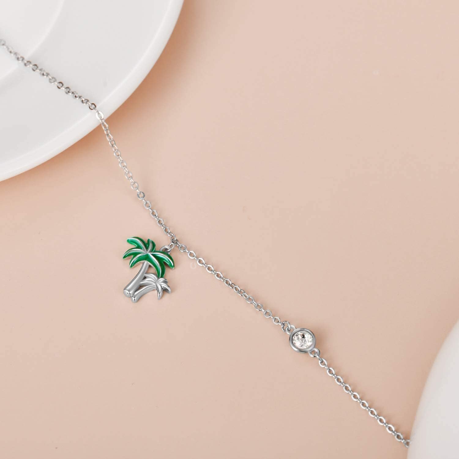 AOBOCO Boho Starfish Turtle Palm Tree Anklets for Women 925 Sterling Silver Adjustable Foot Ocean Beach Ankle Bracelet for Summer, Made with Austrian Crystals Apparel & Accessories > Jewelry > Anklets AOBOCO
