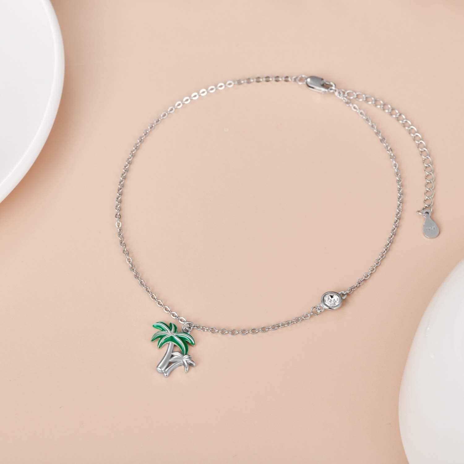 AOBOCO Boho Starfish Turtle Palm Tree Anklets for Women 925 Sterling Silver Adjustable Foot Ocean Beach Ankle Bracelet for Summer, Made with Austrian Crystals Apparel & Accessories > Jewelry > Anklets AOBOCO