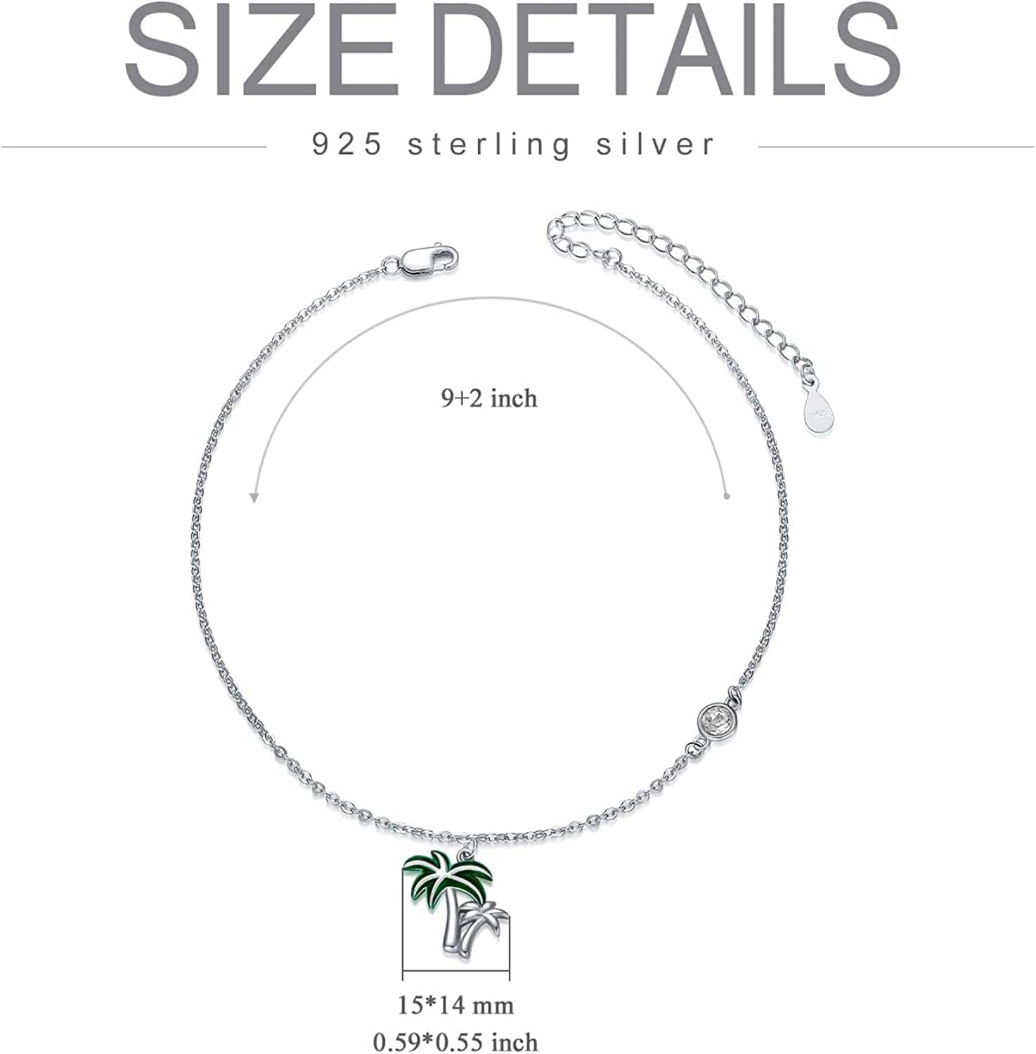 AOBOCO Boho Starfish Turtle Palm Tree Anklets for Women 925 Sterling Silver Adjustable Foot Ocean Beach Ankle Bracelet for Summer, Made with Austrian Crystals Apparel & Accessories > Jewelry > Anklets AOBOCO