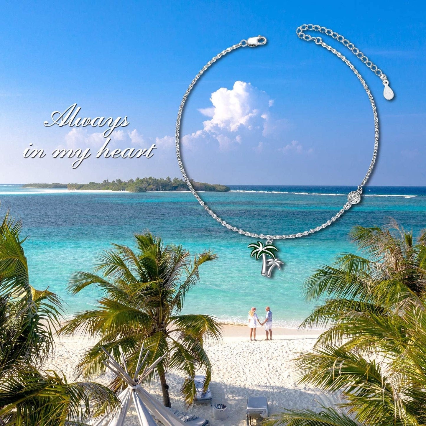 AOBOCO Boho Starfish Turtle Palm Tree Anklets for Women 925 Sterling Silver Adjustable Foot Ocean Beach Ankle Bracelet for Summer, Made with Austrian Crystals Apparel & Accessories > Jewelry > Anklets AOBOCO