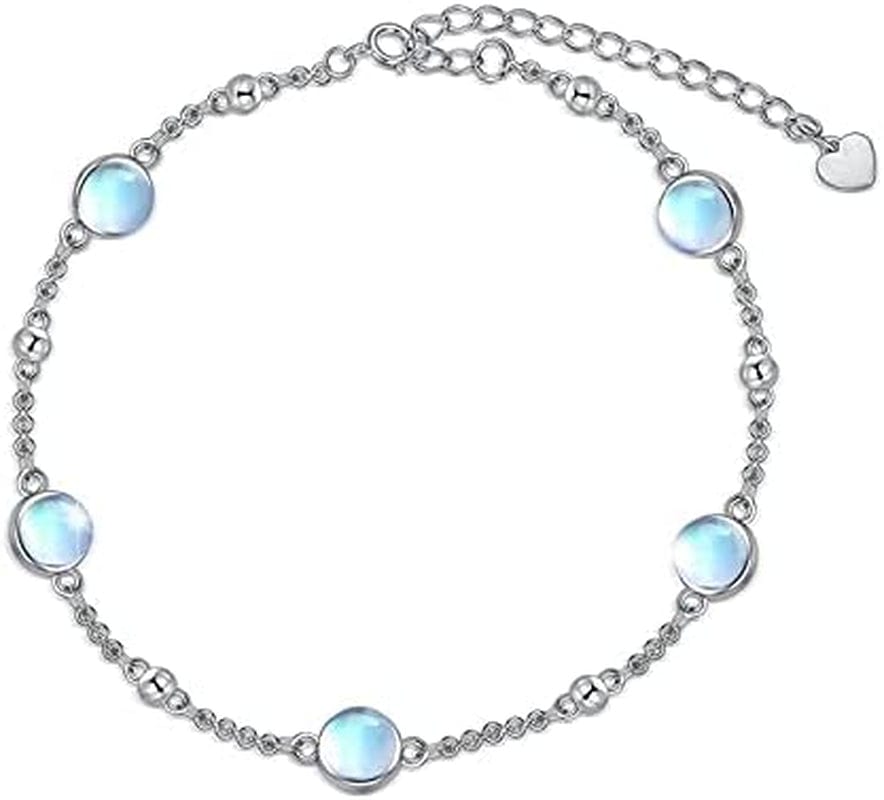AOBOCO Sterling Silver Rainbow Planet Galaxy Anklet, Multicolor Crystals from Austria , Ankle Bracelet Foot Bracelet for Women, Anniversary Birthday Jewelry Gifts for Daughter Sister Wife Girlfriend Apparel & Accessories > Jewelry > Anklets AOBOCO STYLE 2 MOON STONE