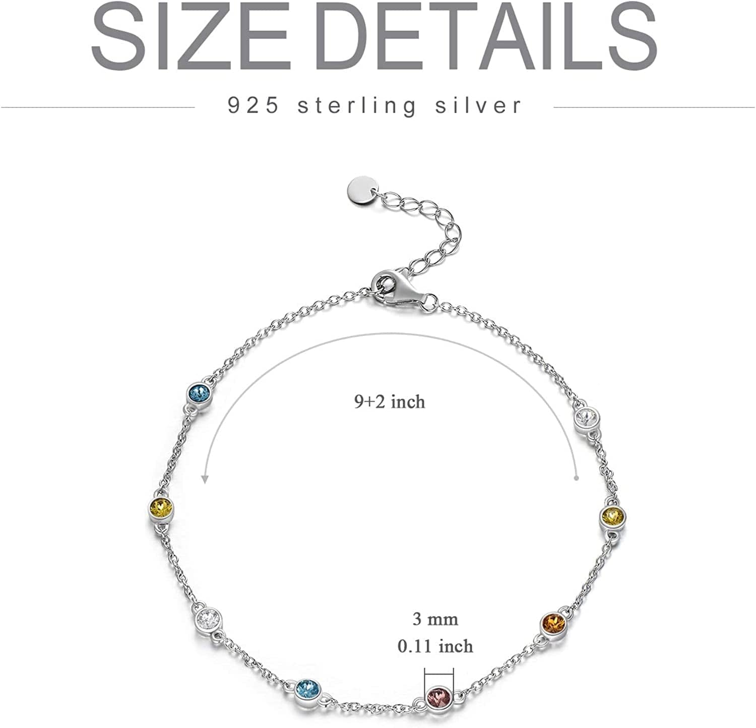 AOBOCO Sterling Silver Rainbow Planet Galaxy Anklet, Multicolor Crystals from Austria , Ankle Bracelet Foot Bracelet for Women, Anniversary Birthday Jewelry Gifts for Daughter Sister Wife Girlfriend Apparel & Accessories > Jewelry > Anklets AOBOCO
