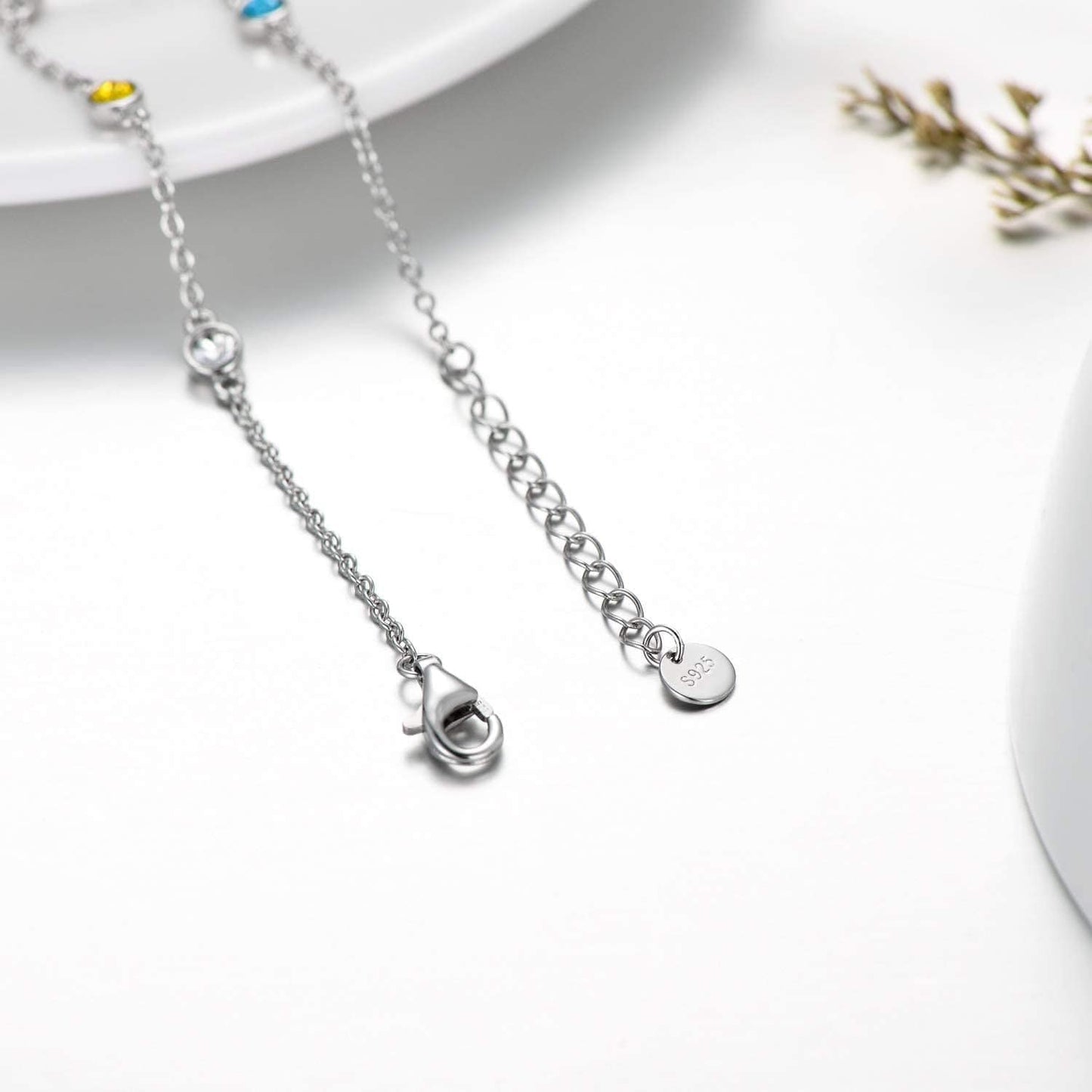 AOBOCO Sterling Silver Rainbow Planet Galaxy Anklet, Multicolor Crystals from Austria , Ankle Bracelet Foot Bracelet for Women, Anniversary Birthday Jewelry Gifts for Daughter Sister Wife Girlfriend Apparel & Accessories > Jewelry > Anklets AOBOCO