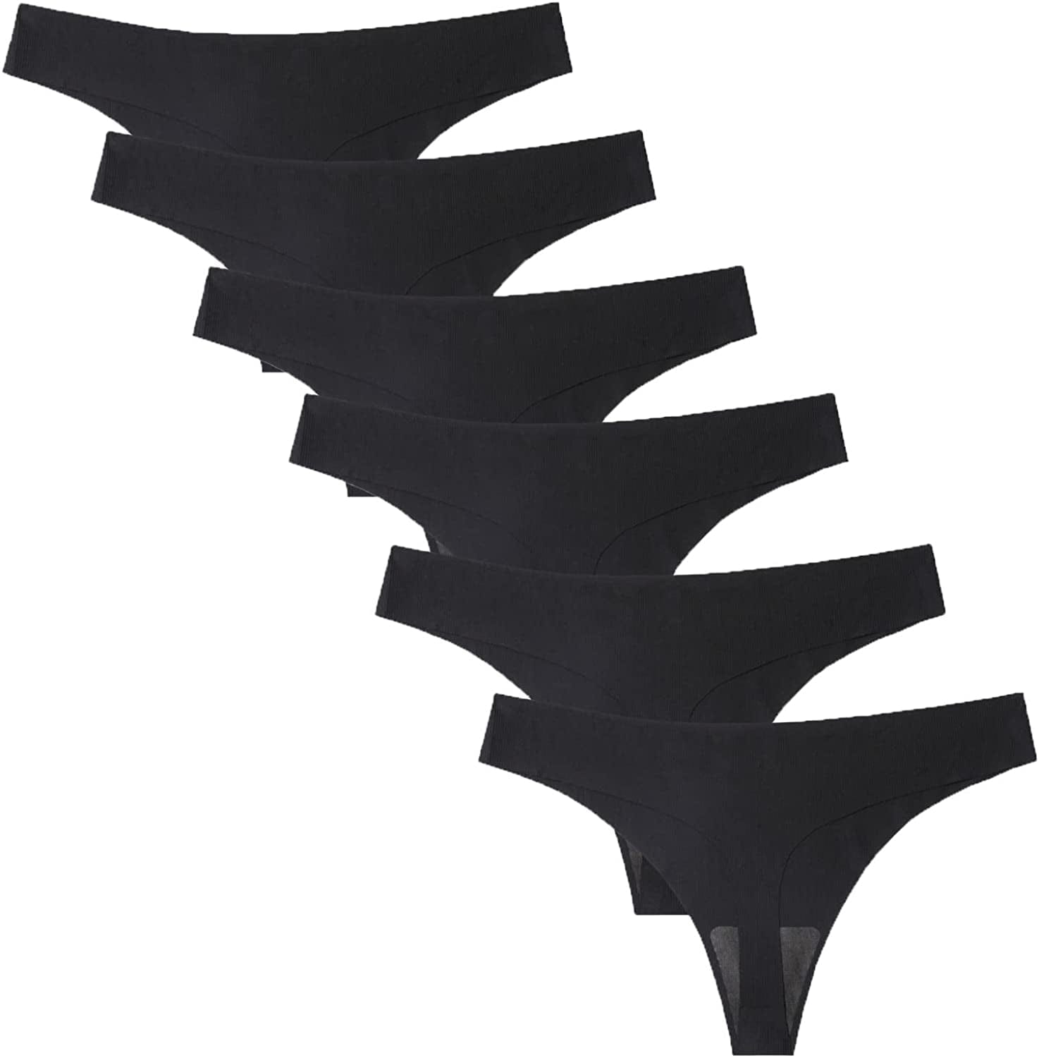 Aogda Thongs for Women Seamless Underwear Low Rise Panties Thong Q-6 Pack / Small