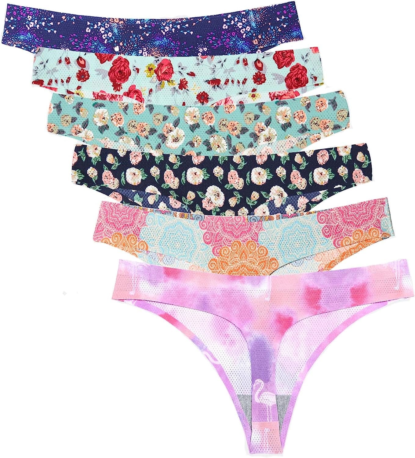 Aogda Thongs for Women Seamless Underwear Low Rise Panties Thong L-6 Pack / X-Small