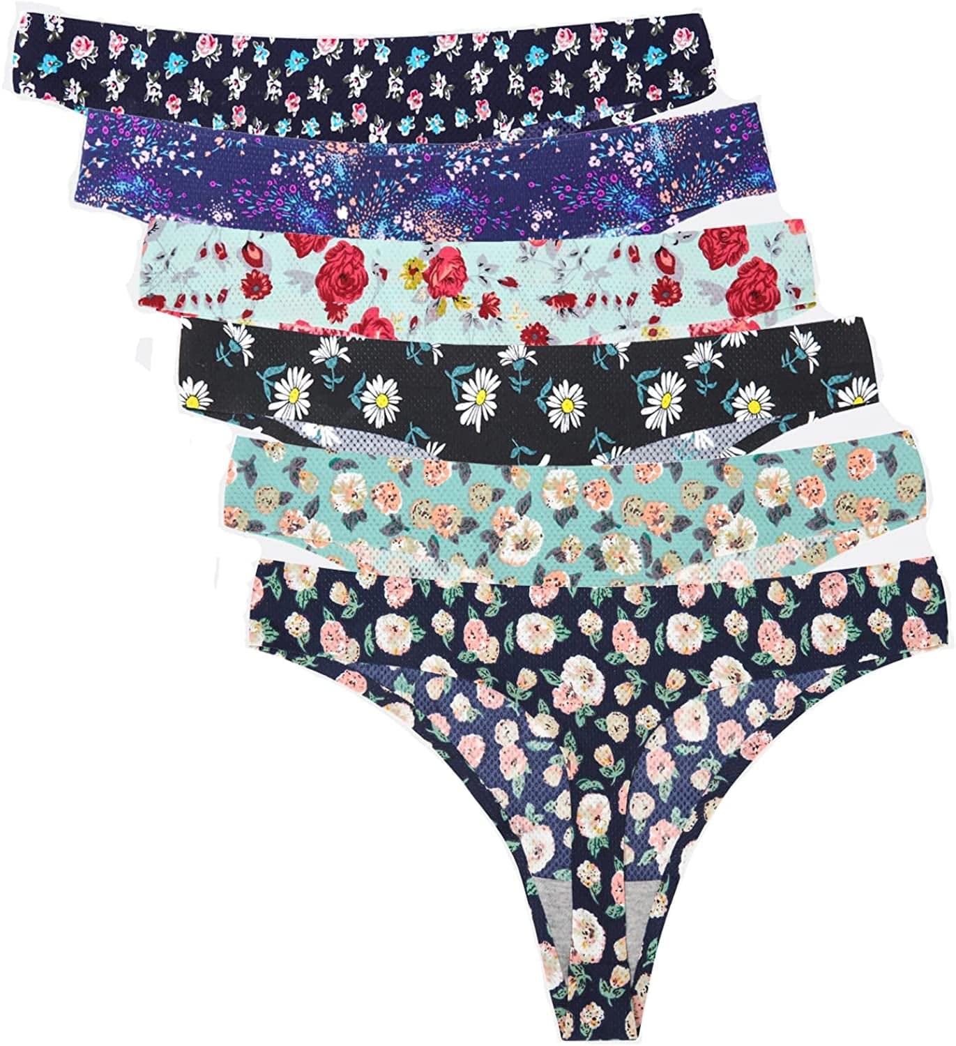 Aogda Thongs for Women Seamless Underwear Low Rise Panties Thong M-6 Pack / Medium