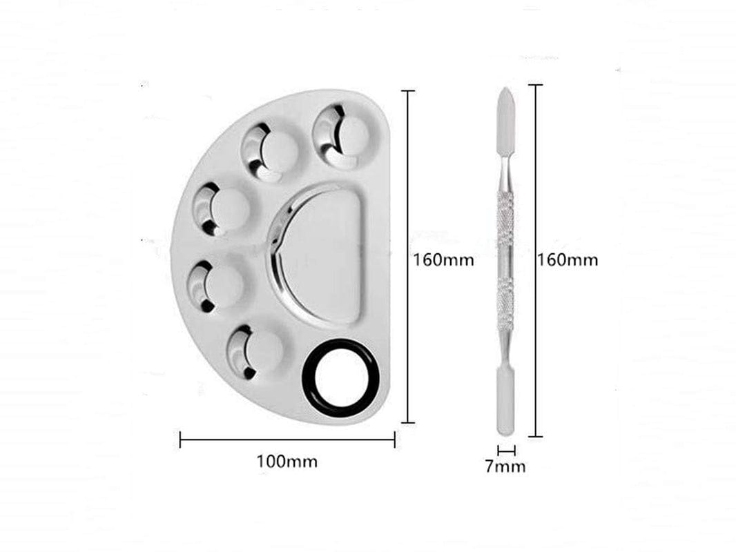 Aoshang Stainless Steel 6 Holes Makeup Palette Nail Art Polish Mixing Plate Cosmetic Artist Mixing Palette with Spatula Tool for Mixing Foundation Health & Beauty > Personal Care > Cosmetics > Cosmetic Tools > Makeup Tools Aoshang