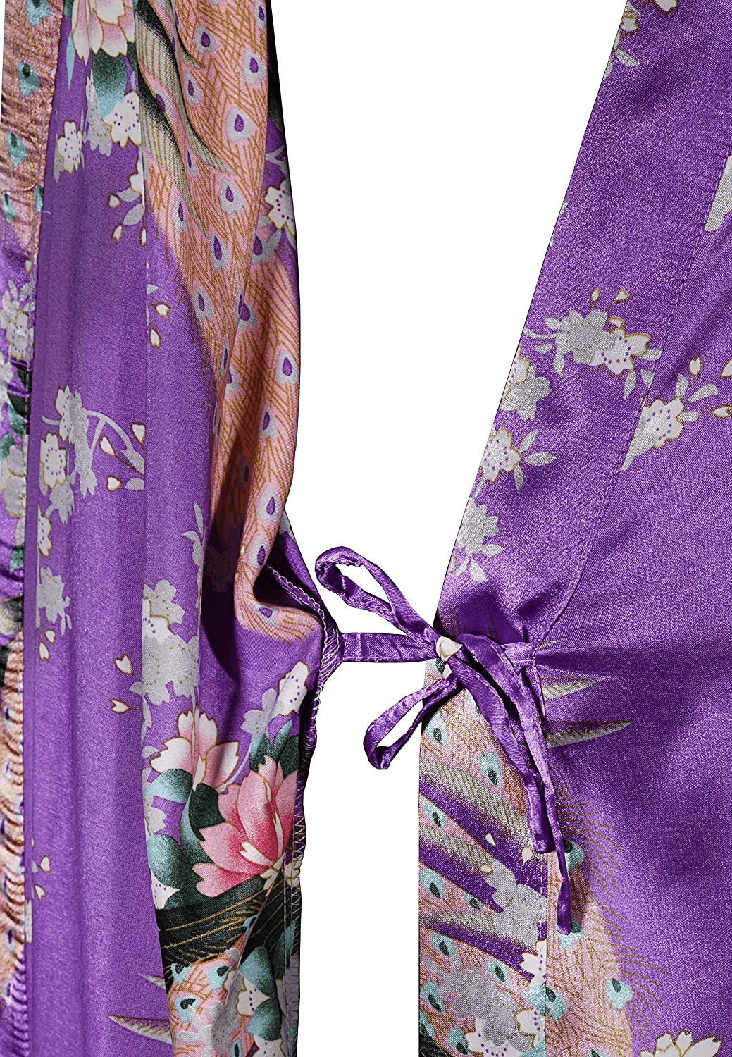 Applesauce - 838 - plus Size Women'S Satin Kimono Long Robe - Floral (One-Size Fits Most US 1X 2X 3X) Apparel & Accessories > Clothing > Sleepwear & Loungewear > Robes Applesauce