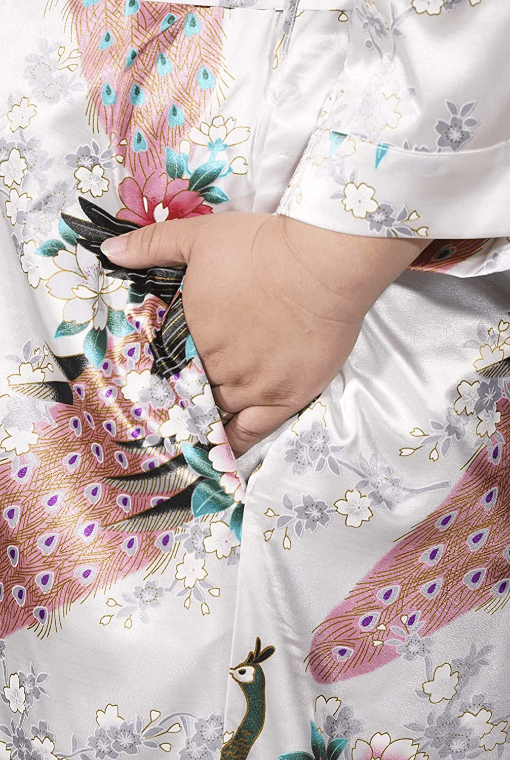 Applesauce - 838 - plus Size Women'S Satin Kimono Long Robe - Floral (One-Size Fits Most US 1X 2X 3X) Apparel & Accessories > Clothing > Sleepwear & Loungewear > Robes Applesauce