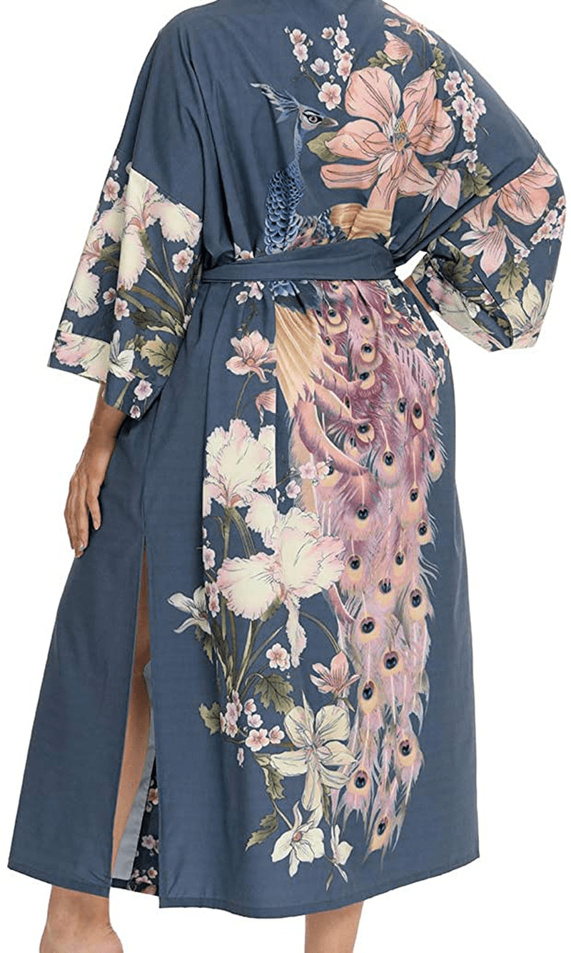 Applesauce - 838B - plus Size Women'S Kimono Long Robe - Boho Floral (One-Size Fits Most US 1X 2X 3X) Apparel & Accessories > Clothing > Sleepwear & Loungewear > Robes Applesauce
