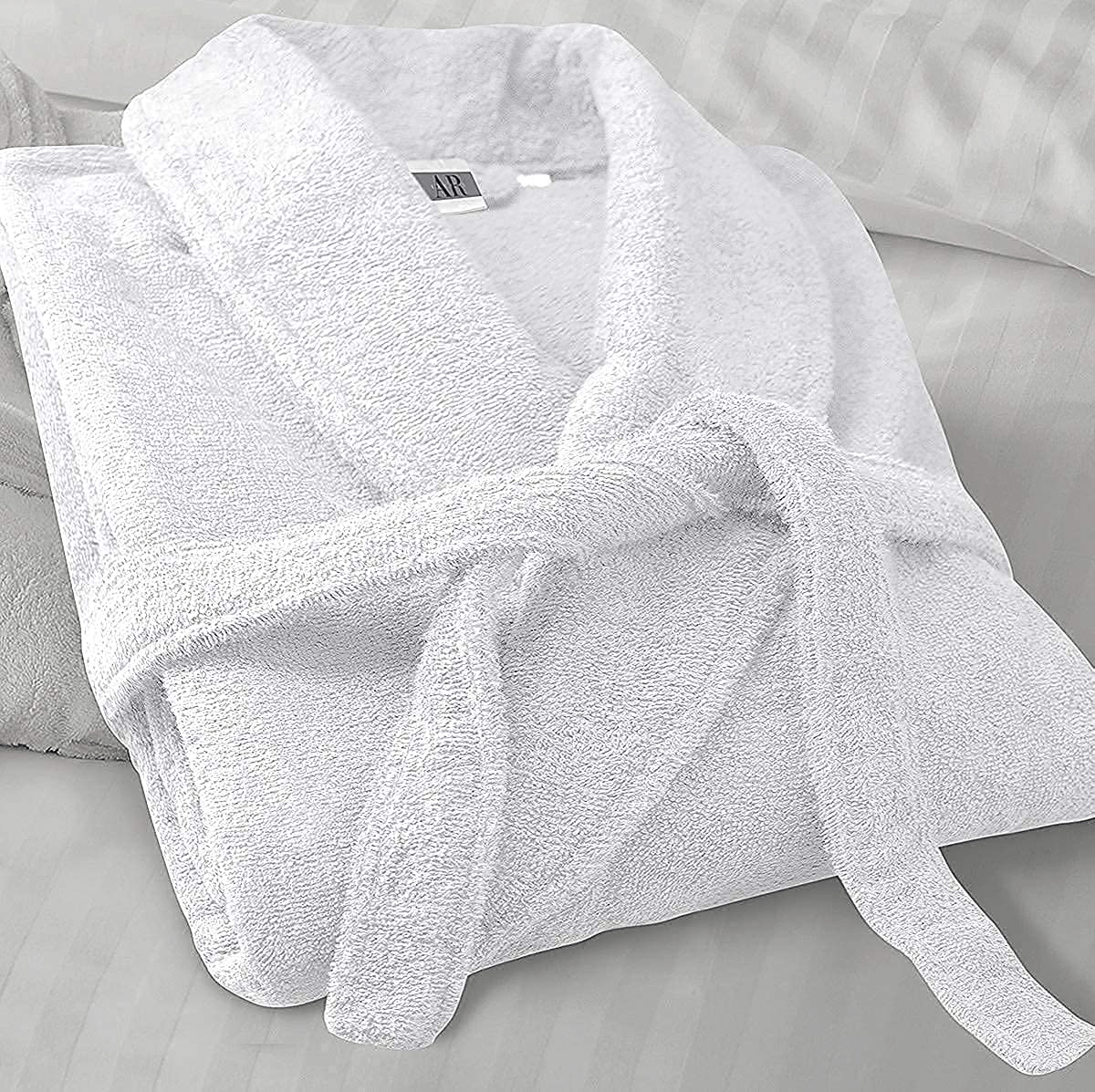 AR LINENS 100% Cotton Terry Bathrobe and Slipper Set Plush Terry Cloth Robe with Self-Tie Wrap Belt Absorbent Unisex Bathrobe Apparel & Accessories > Clothing > Sleepwear & Loungewear > Robes Kylie Max