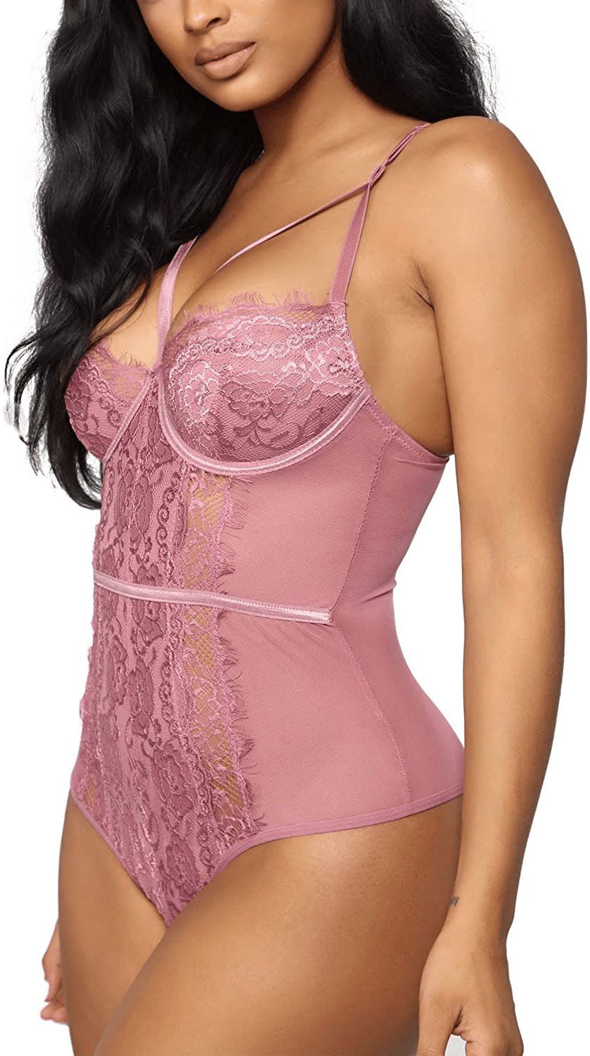 Aranmei Women's Sexy Eyelash Lace bodysuit Snap Crotch Teddy Lingerie Apparel & Accessories > Clothing > Underwear & Socks > Lingerie Aranmei