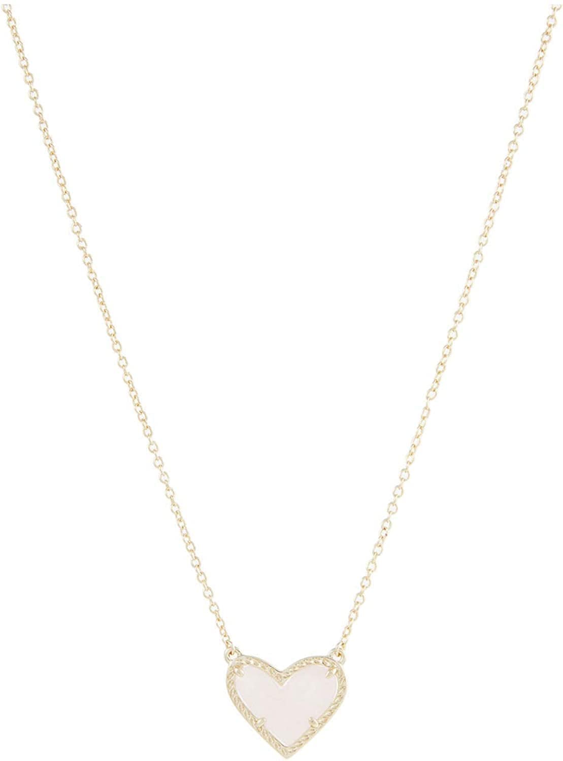 Ari Heart Adjustable Length Pendant Necklace for Women, Fashion Jewelry Gold Rose Quartz