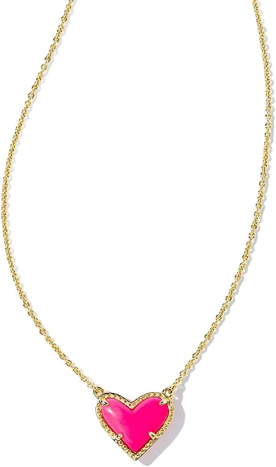 Ari Heart Adjustable Length Pendant Necklace for Women, Fashion Jewelry GOLD - NEON PINK
