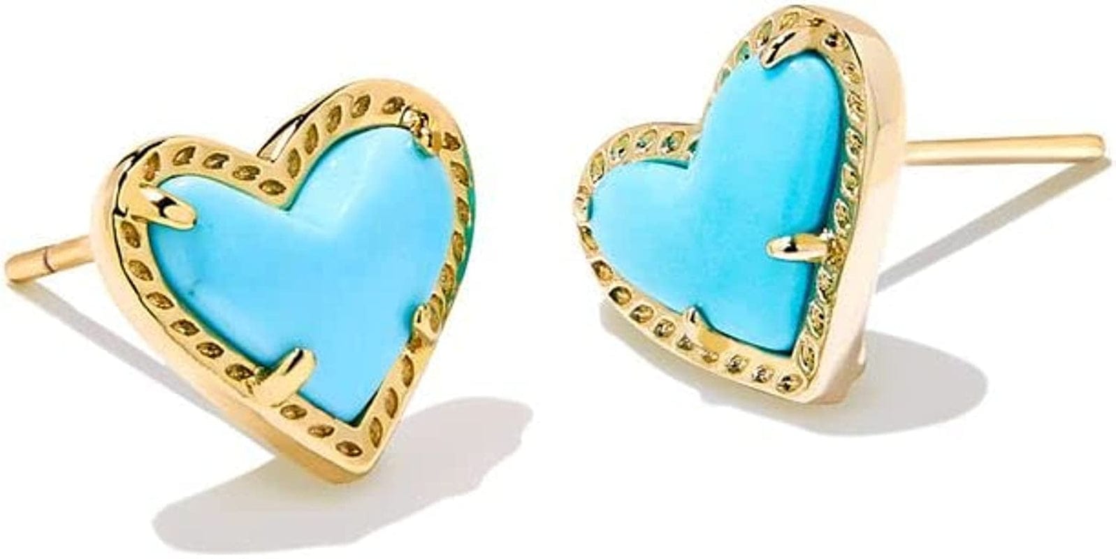 Ari Heart Stud Earrings for Women, Fashion Jewelry GOLD - LIGHT BLUE MAGNESITE
