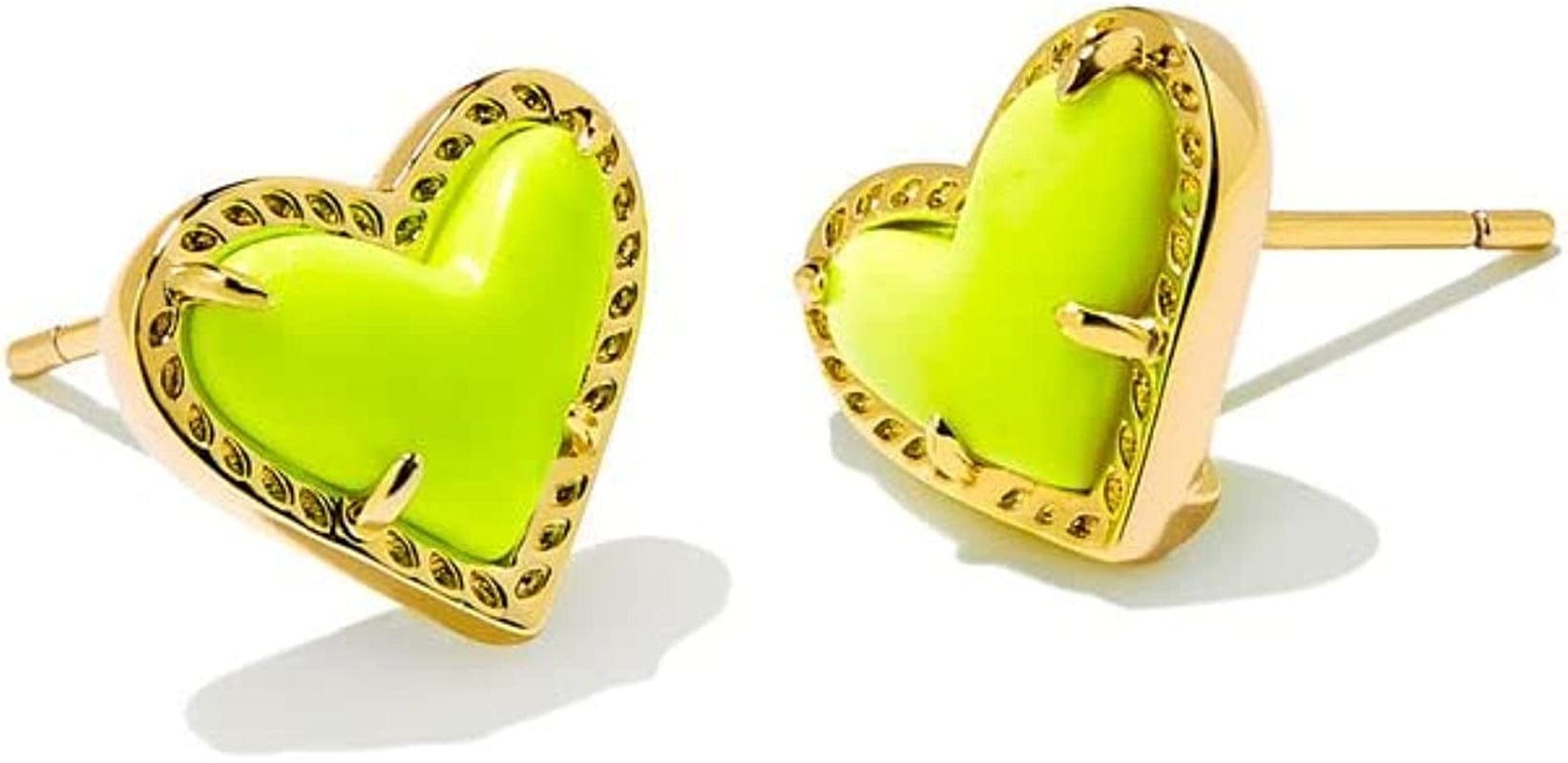 Ari Heart Stud Earrings for Women, Fashion Jewelry GOLD - NEON YELLOW