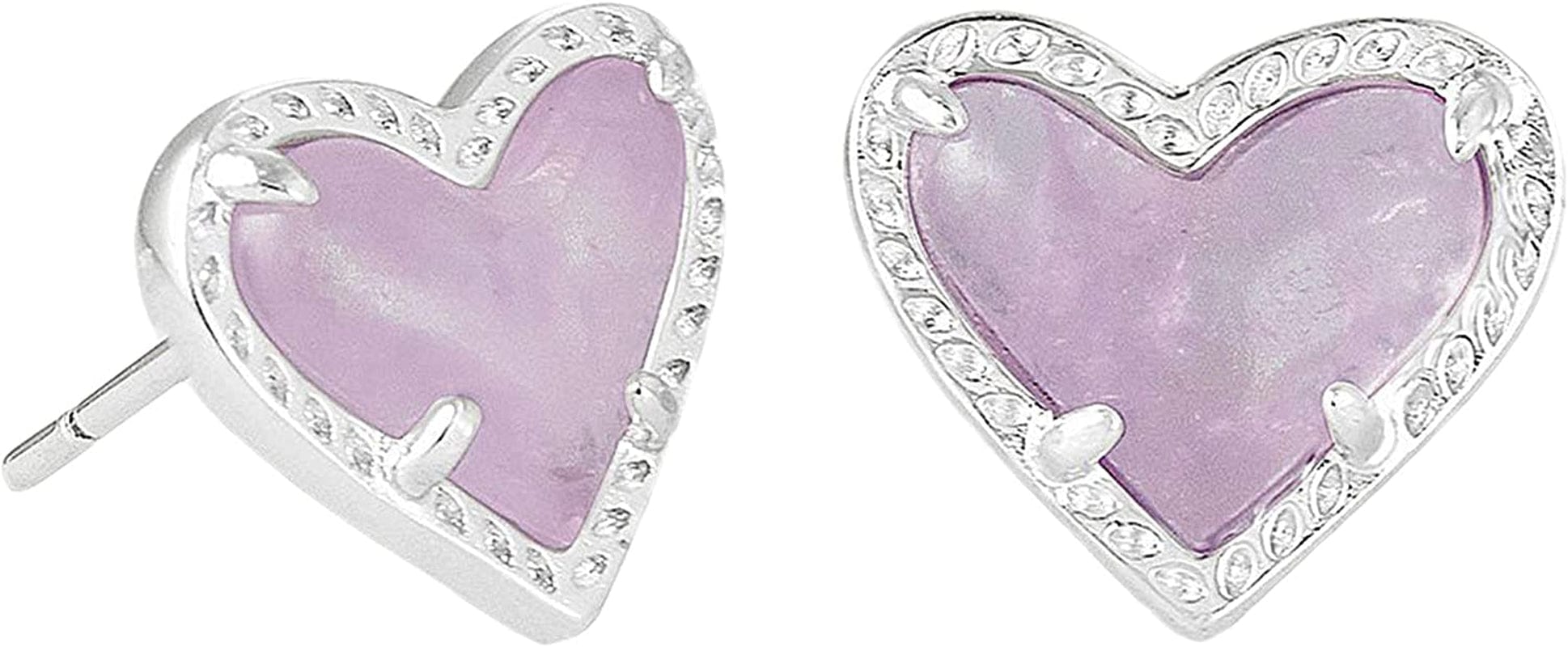 Ari Heart Stud Earrings for Women, Fashion Jewelry RHODIUM - AMETHYST