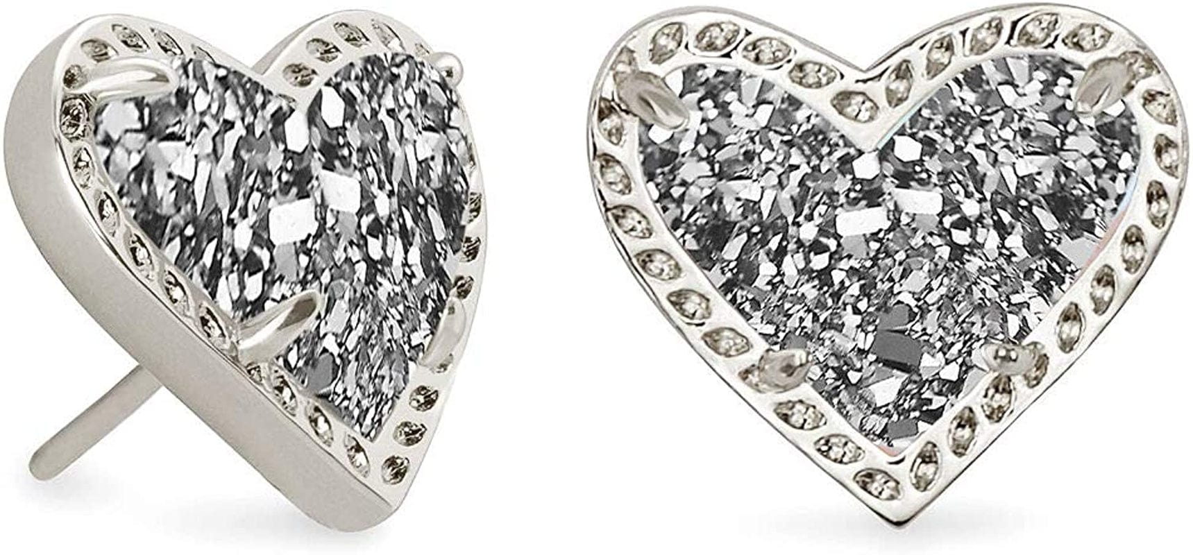 Ari Heart Stud Earrings for Women, Fashion Jewelry RHODIUM - PLATINUM DRUSY