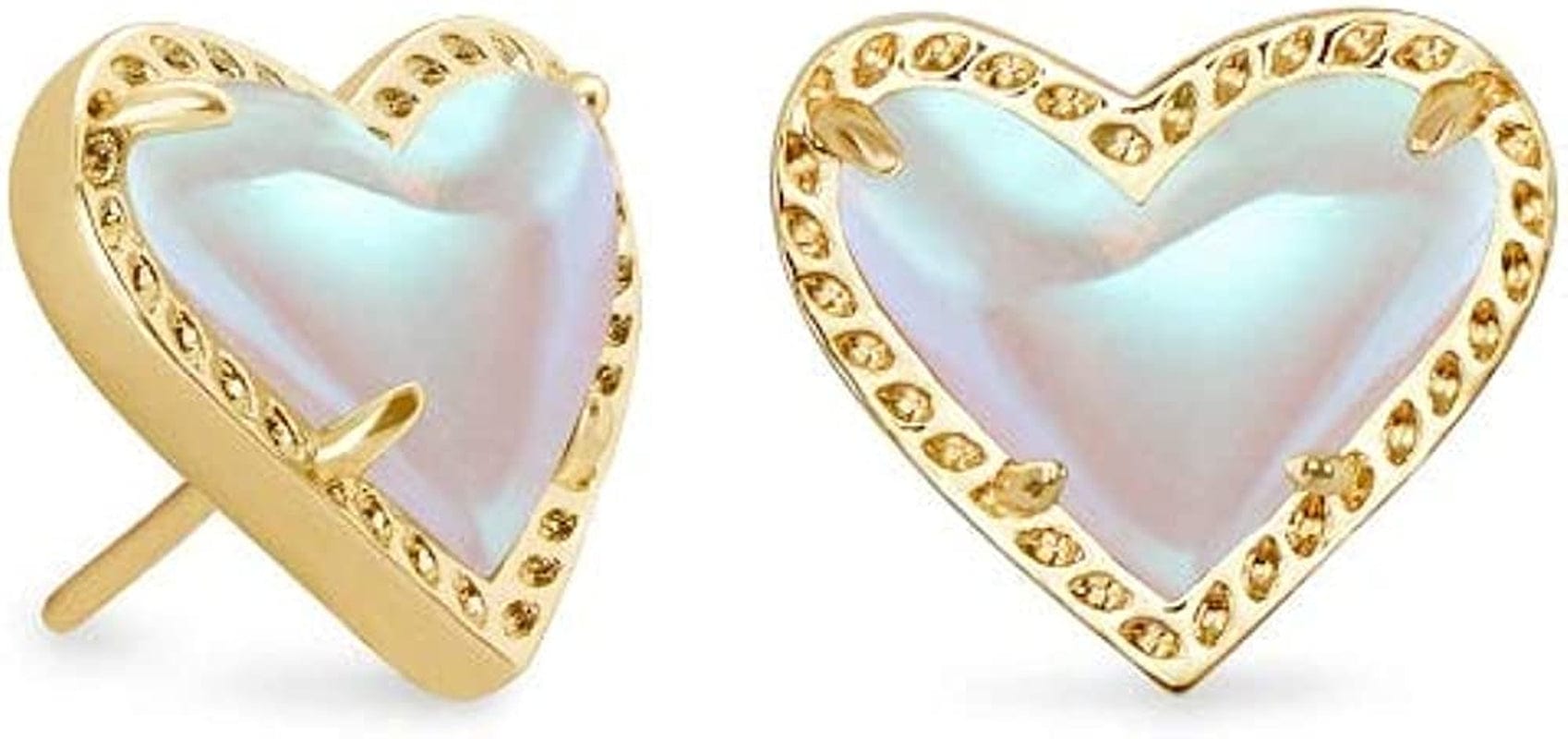 Ari Heart Stud Earrings for Women, Fashion Jewelry GOLD - IRIDESCENT DICHROIC GLASS