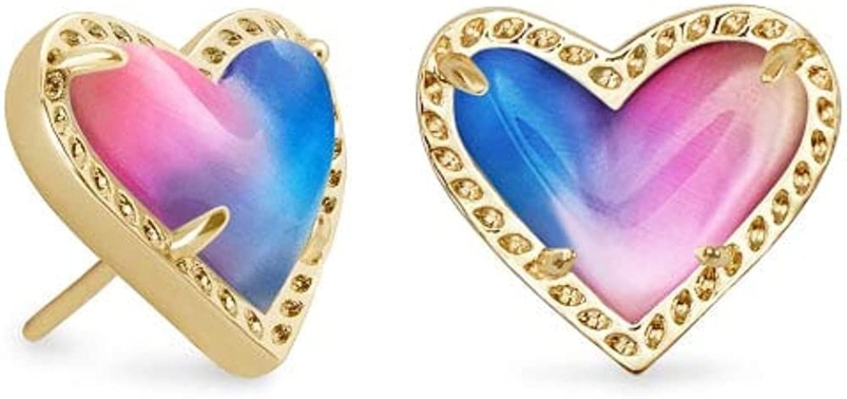 Ari Heart Stud Earrings for Women, Fashion Jewelry GOLD - WATERCOLOR PEARLIZED CLEAR GLASS