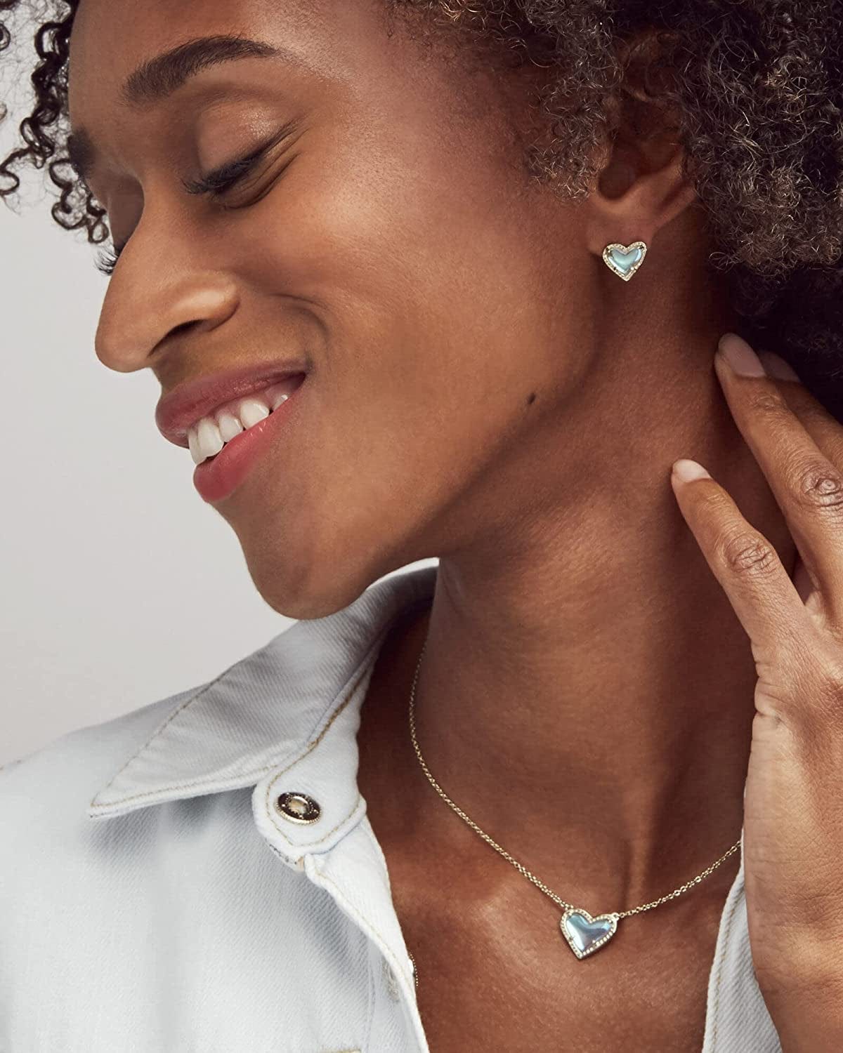 Ari Heart Stud Earrings for Women, Fashion Jewelry
