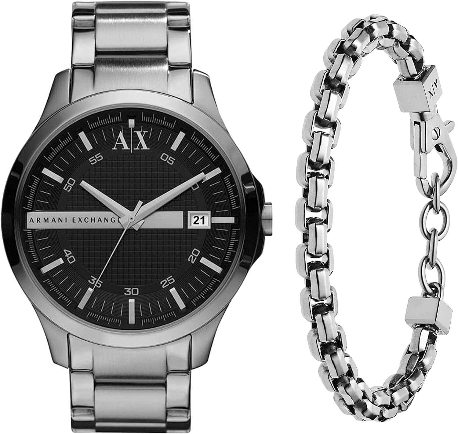 Armani Exchange AX Men'S Stainless Steel Quartz Dress Watch Silver/ watch & bracelet