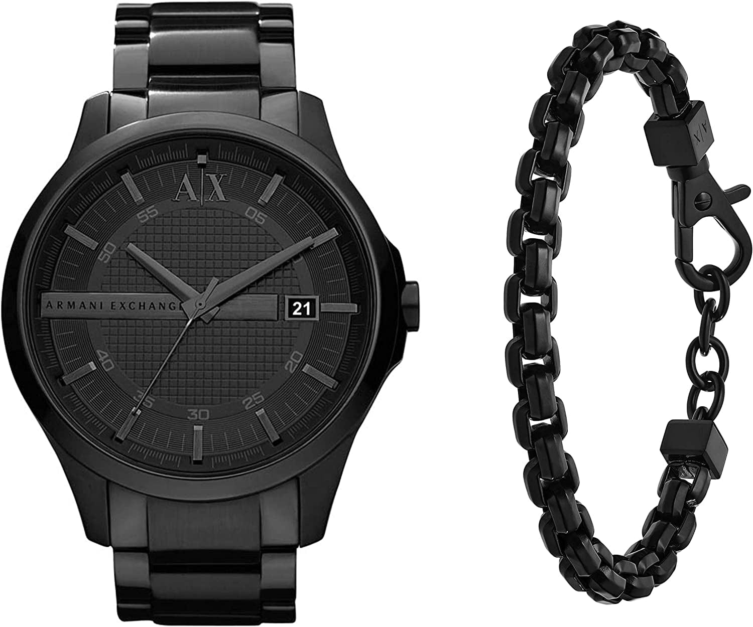 Armani Exchange AX Men'S Stainless Steel Quartz Dress Watch Black/ watch & bracelet