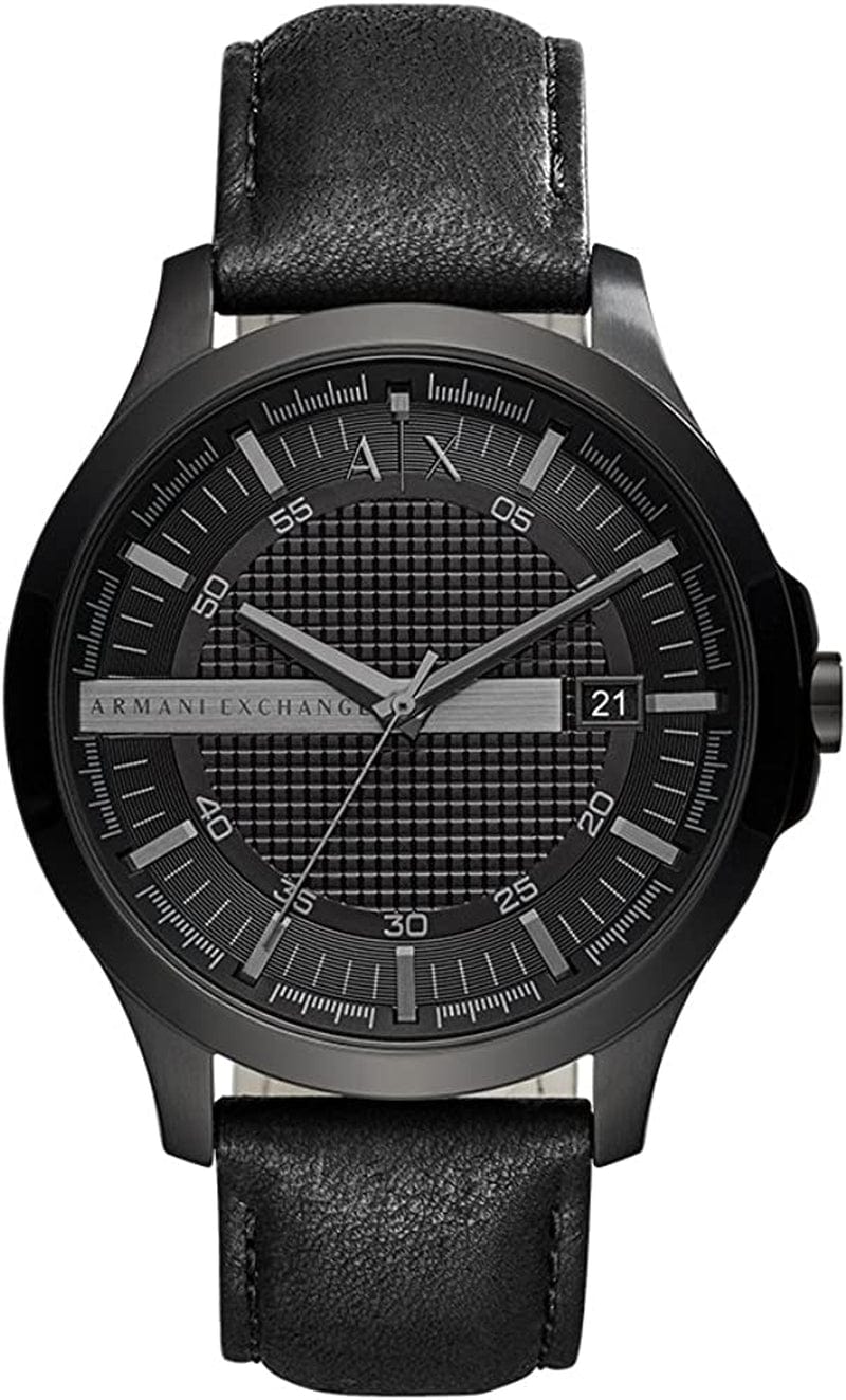 Armani Exchange AX Men'S Stainless Steel Quartz Dress Watch Black/Black Leather