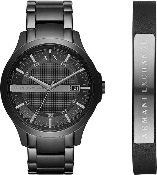 Armani Exchange AX Men'S Stainless Steel Quartz Dress Watch Black/Black Set